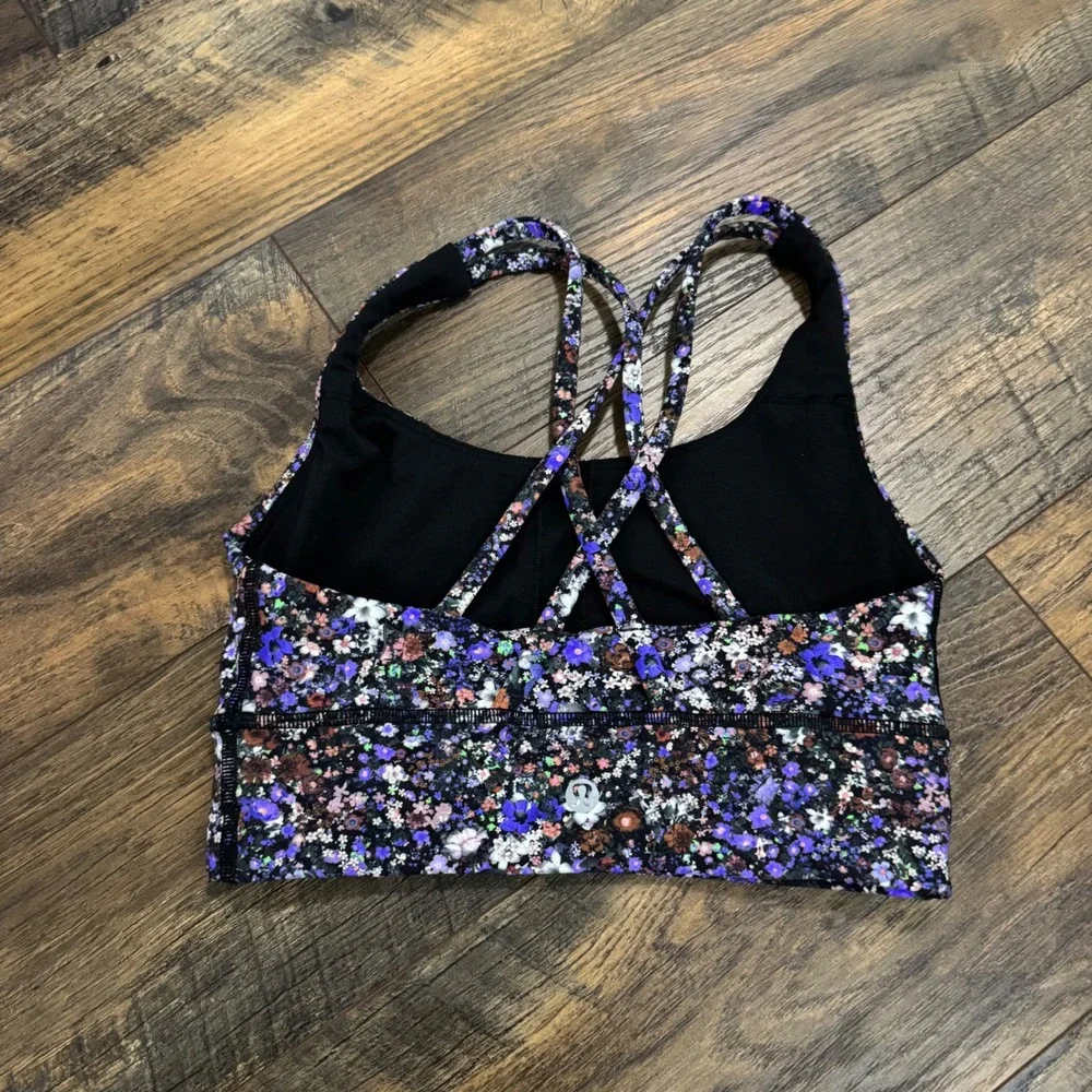 Lululemon Energy Bra Longline Flower Pop Multi Strappy Sports Bra Size 4